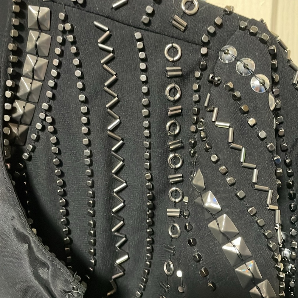 Black Beaded Blazer Evening Jacket - Picture 4 of 6